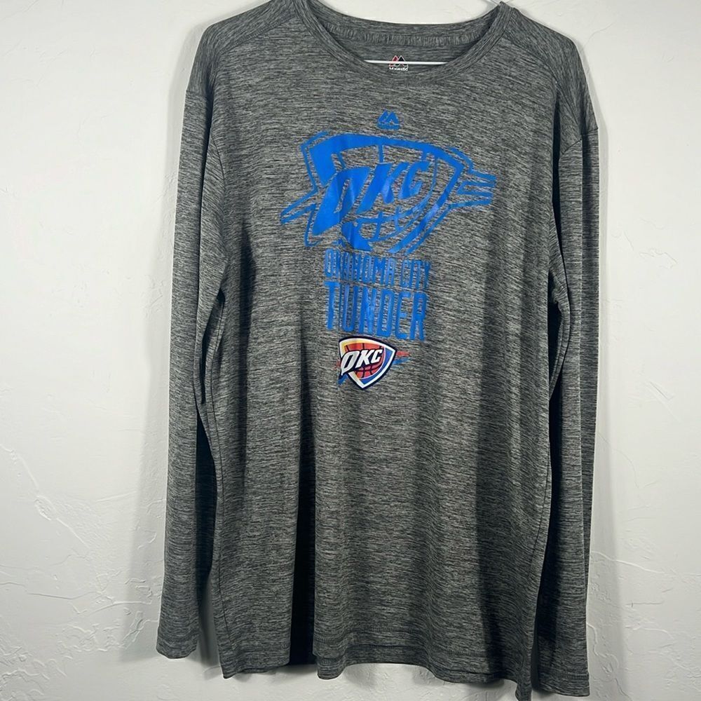 🏀 OKLAHOMA CITY THUNDER NBA Polyester Pullover Long Sleeve Dri-Fit T-Shirt Sz L